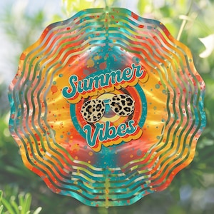 Wind Spinner Summer Vibes Sublimation Windspinner Vintage Summer Tie Dye Sublimation Design png Ready to Print Windspinner Design Download