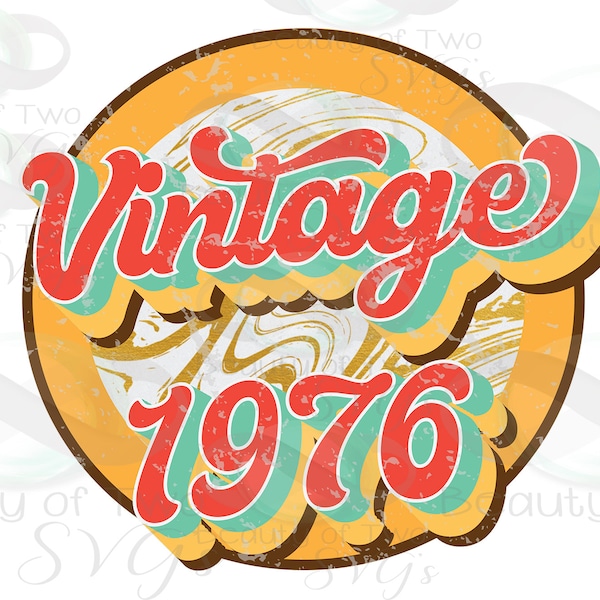 Vintage 1976 Retro Birthday png Sublimation, Birthday Vintage Sublimation Design png, png  Instant Download, Clipart, Sublimation Download