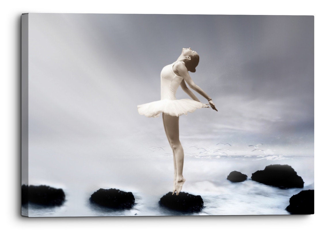 Ballerina Ballet Dance On Abstract Background Canvas Wall Art Etsy