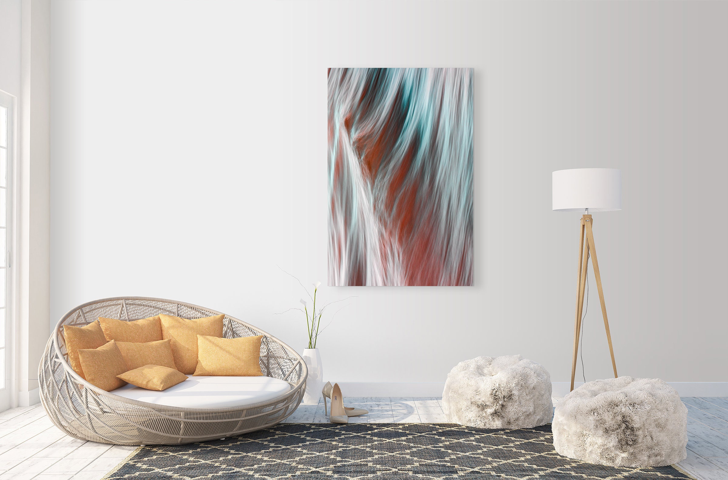 Abstract Blue Blue Red White Canvas Wall Art Image Décoration Etsy