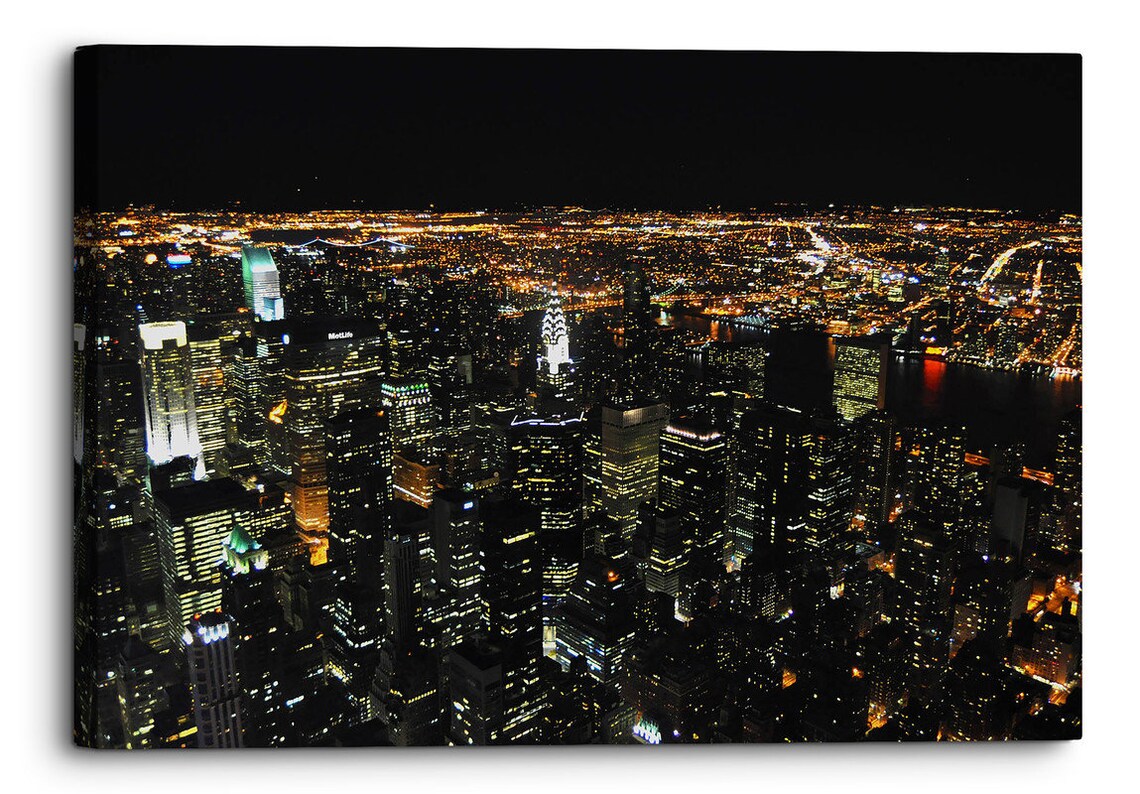 New York Lights at Night Canvas Wall Art Picture Home Etsy