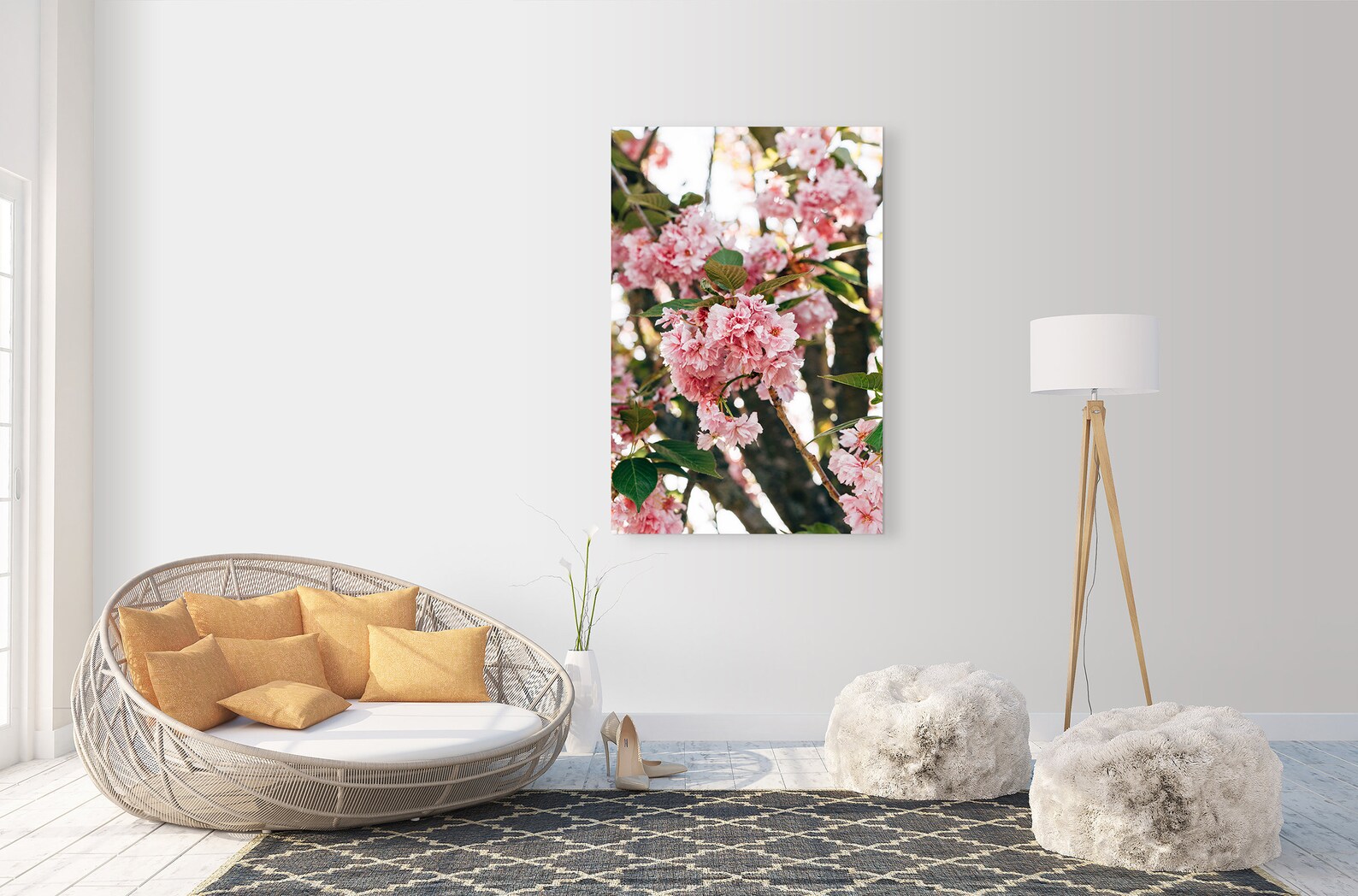 Pink Green Floral Arrangement Canvas Wall Art Picture Home Etsy