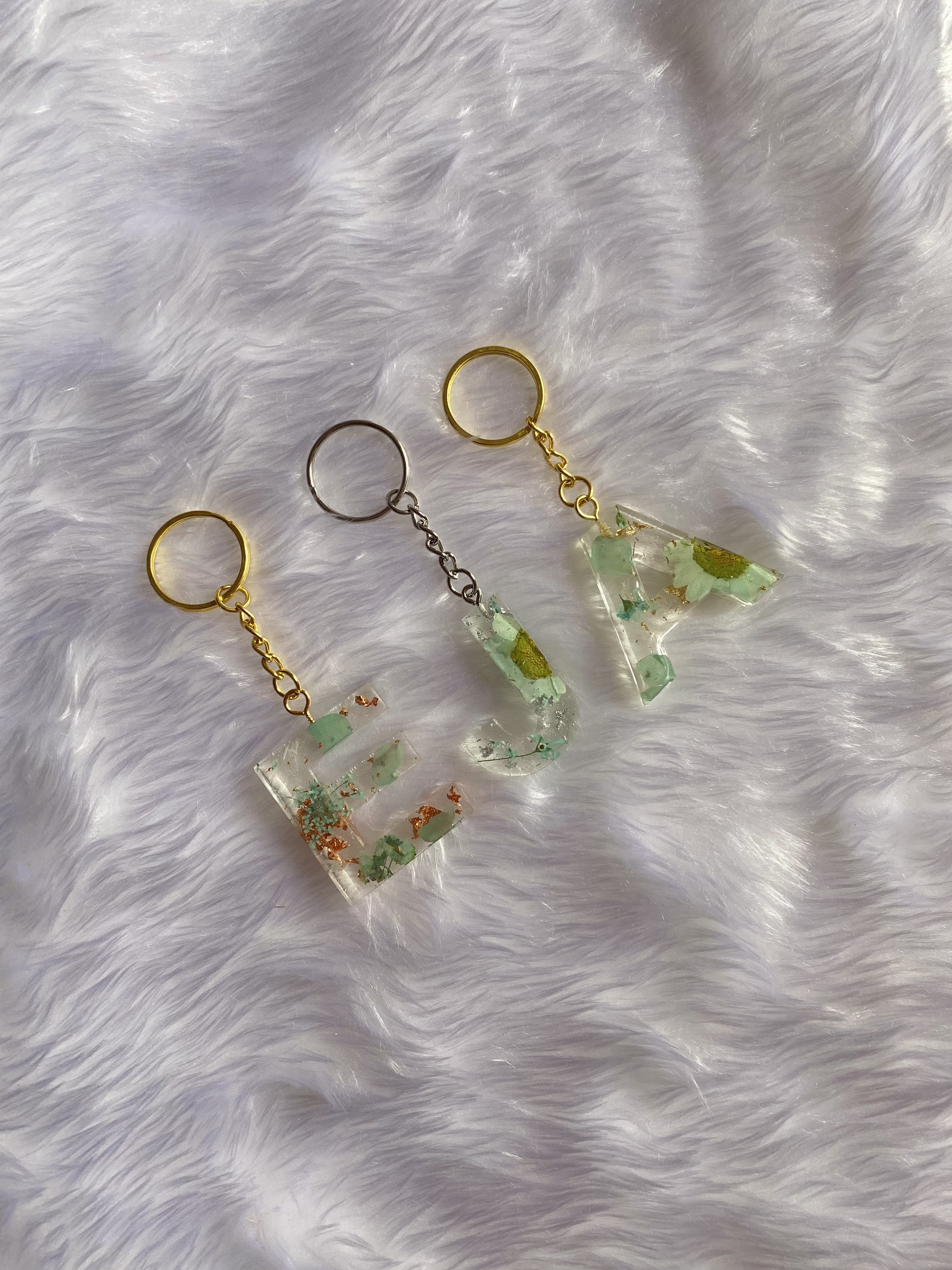 Resin MINT GREEN initial keychain letter keyring number Etsy