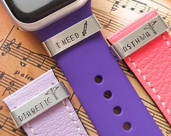 Watch Strap Charm, Medical, Personalized Handmade, Smart Watch Band Charm, Asthma Conditions Medical Alert