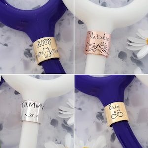 Personalized Stethoscope ID Tag, - Hand-stamped Name Tag for Nurse Doctor Vet - Two Ducks Design - Durable Aluminum or Brass - Customizable