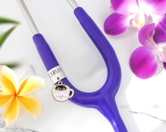 Targhetta identificativa per stetoscopio, ciondolo a forma di gatto, ciondolo personalizzato con nome da medico, regalo per studente di medicina, veterinario