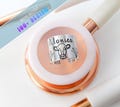 Stethoscope ID Name Tag, Personalized Nurse Doctor Name Charm, Cow Design, Hand Stamped, Gift for a medical student product logo