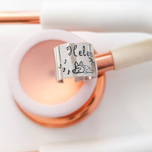 Stethoscope ID Tag, Personalized Name Tag, Gift For RN Nurse, Gift For Vet, Doctor Hand Stamped, Sleeping dog Note Sun