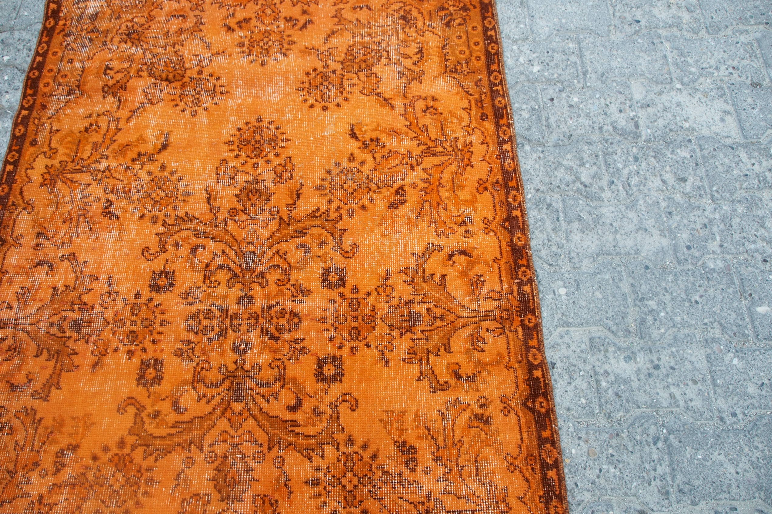 Orange rug Square rug Orange kitchen rug Orange salon rug Etsy
