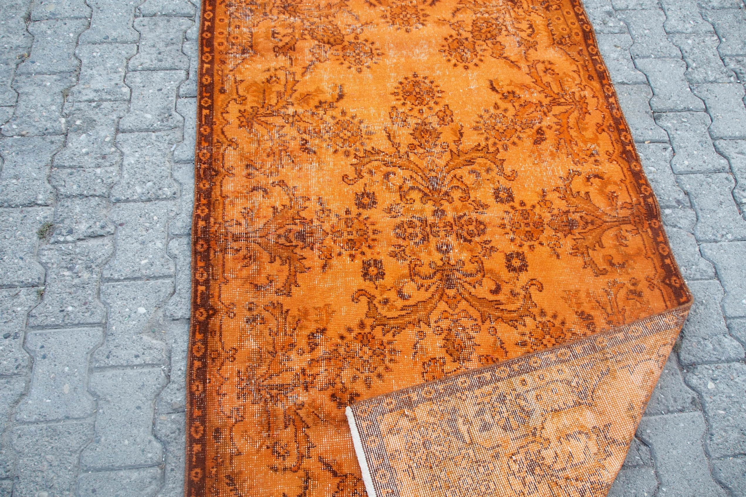 Orange rug Square rug Orange kitchen rug Orange salon rug Etsy