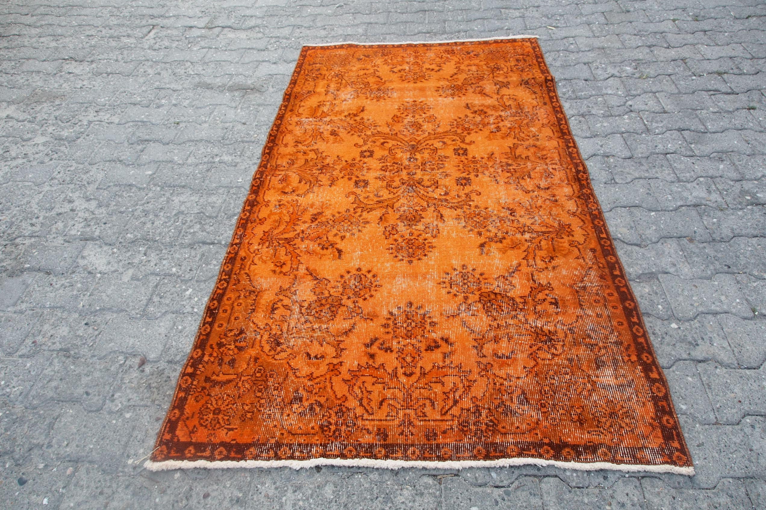 Orange rug Square rug Orange kitchen rug Orange salon rug Etsy