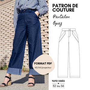 Women&#39;s PDF Pattern | Elegant Wide-Leg Trousers with Pockets | High-Waisted Trousers Pattern – OPAZ Model – Atelier Brizane