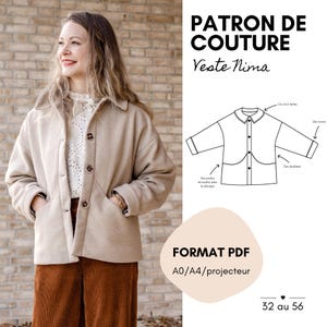 Women&#39;s PDF Pattern | Lined and Comfortable Jacket | Modern Coat Pattern – NIMA Model – Atelier Brizane