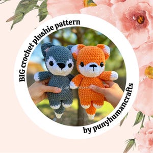 STOR Räv & Varg 2-i-1 Virkat Mjukismönster | PDF Digital Nedladdning