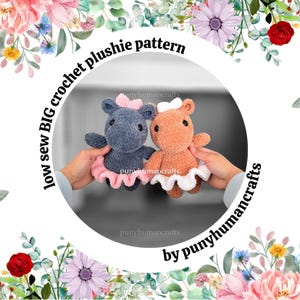 BIG Hippo in a Bow and Tutu Crochet Plushie Pattern | PDF Digital Download