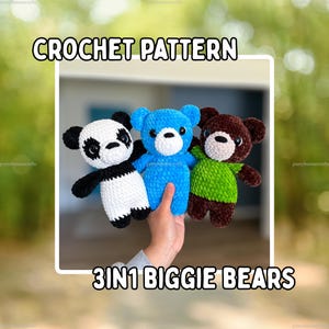 BIGGIE Bears 3in1 Crochet Plushie Pattern | PDF Digital Download