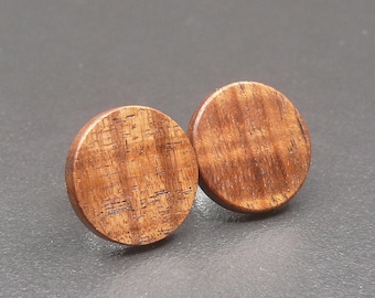 Studs - Fiddleback Blackwood - 7 sizes - Round Wooden Stud Earrings - Ethical Handmade Natural Australian Wood Sustainable Jewellery