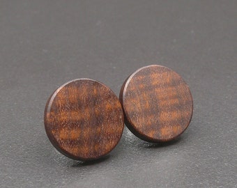 Studs - Ringed Gidgee - 7 sizes - Round Wooden Stud Earrings - Ethical Handmade Natural Australian Wood Sustainable Jewellery