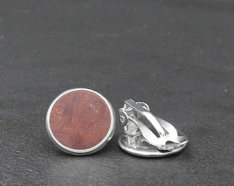 Jarrah Burl Wooden Clip on Studs - Round Wood Stud Earrings -Australian native Eucalyptus - Organic Sustainable Jewellery - Ethical Clip-ons