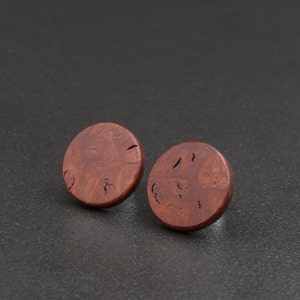 Studs - Jarrah Burl Wood - Round Stud Earrings - 7 sizes - Handmade Natural Australian Wooden Sustainable Jewellery - Eco friendly Jewelry