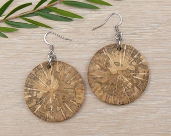 Hedera Helix - Natural Round Dangling Nature Earrings - Wooden Sustainable Jewellery - Eco friendly - Natural Handmade Jewelry * English Ivy