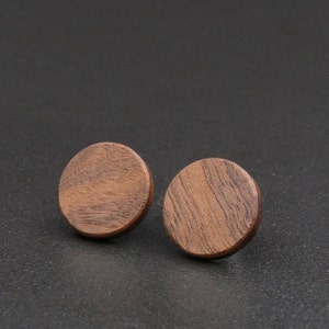 Studs - Walnut Wood - Round Stud Earrings - 7 sizes - Handmade Natural Australian Wooden Sustainable Jewellery - Eco friendly- Simple Design