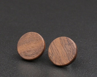 Studs - Walnut Wood - Round Stud Earrings - 7 sizes - Handmade Natural Australian Wooden Sustainable Jewellery - Eco friendly- Simple Design