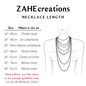 Necklace chart to show where necklace will hang with which length