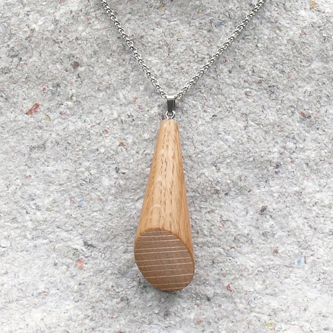 ◇Primaute◇ OAK NECKLACE American Oak Wooden Prism Pendant / Necklace -hand Wood