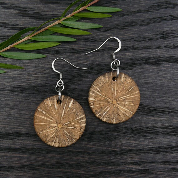 Hedera Helix Planet Earrings Studs Natural Dangling Australian Wooden Sustainable Jewellery Eco friendly Natural Handmade Jewelry