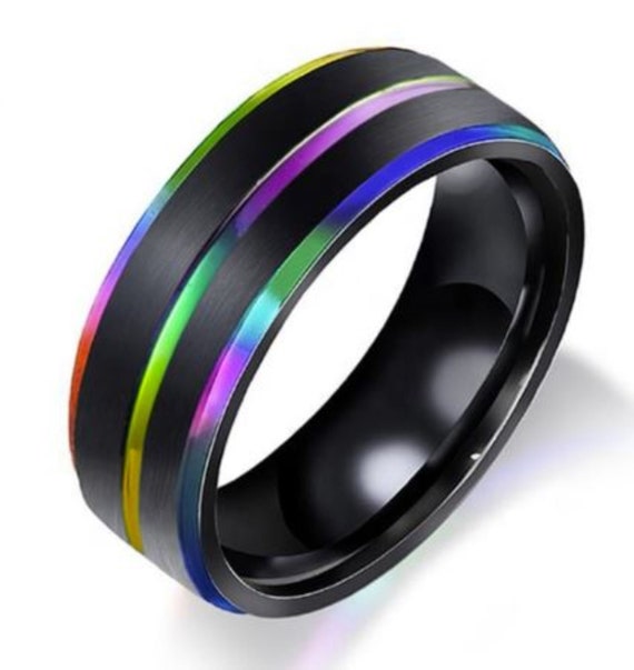 Wedding or Engagement Rainbow Ring / Rainbow Ring / Pride Ring | Etsy