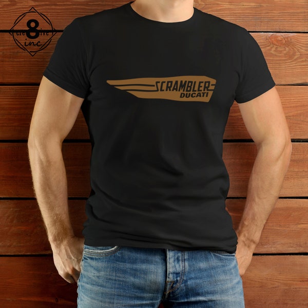 Ducati Scrambler - Black Tee Shirt with GOLD Lettering