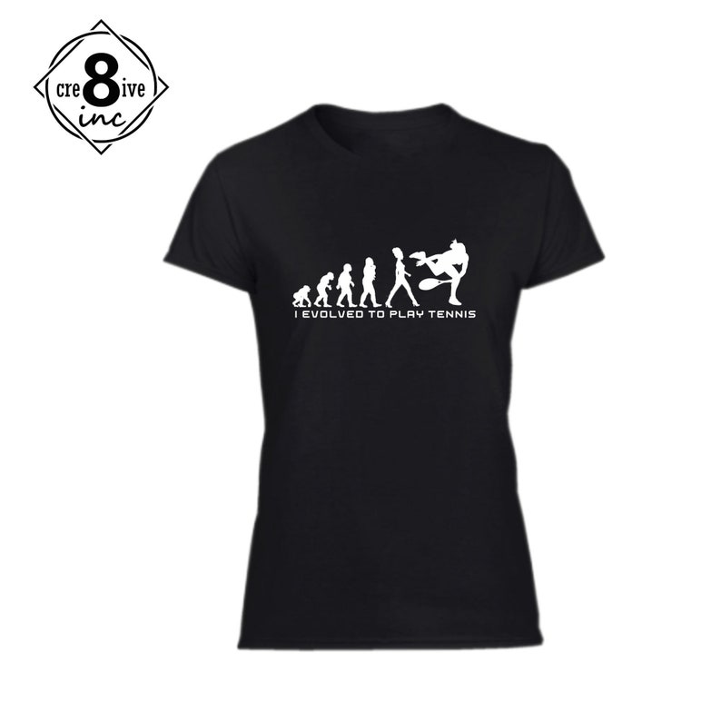 Tee or Hoodie with WhiteGoldSilver or Red Graphic Female Tennis Evolution