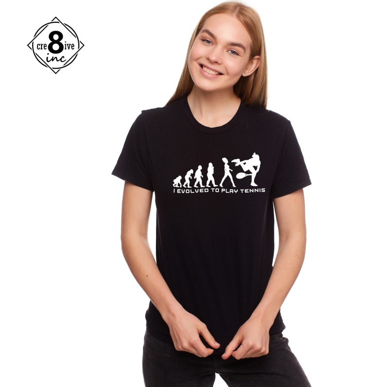 Tee or Hoodie with WhiteGoldSilver or Red Graphic Female Tennis Evolution