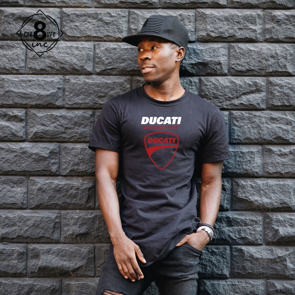 Ducati Monster - Black Tee with Red and White Lettering