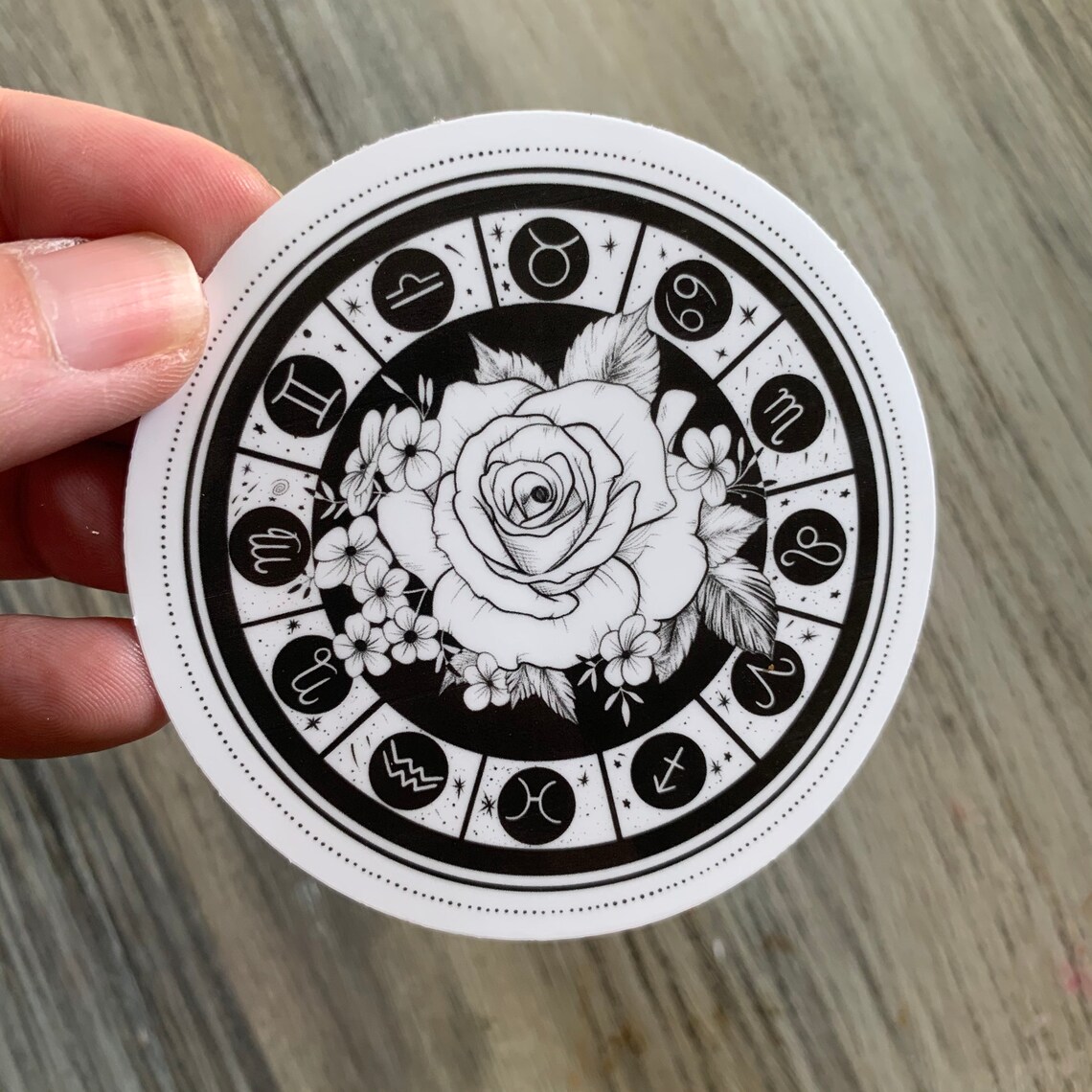 Zodiac wheel rose waterproof sticker rose sticker Etsy