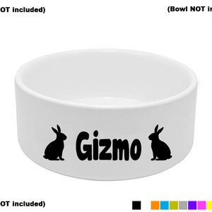 2x PERSONALIZZATO RABBIT BOWL Adesivi Piatto Personalizzato Pet Puppy Food Acqua Trattare Decalcomanie Etichette