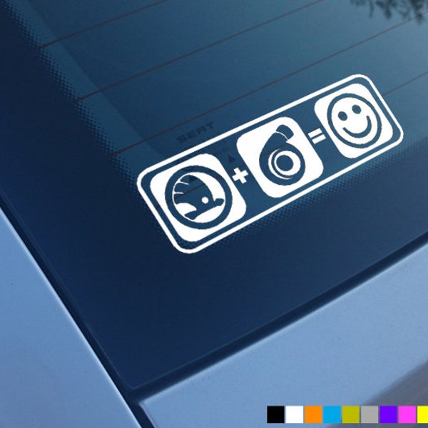 SKODA PLUS BOOST Equals Smiles Funny Car Sticker Decal Vinyl Bumper Window Fabia Octavia VRs