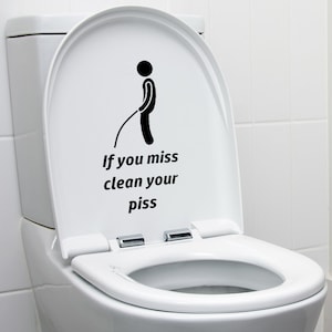 IF YOU MISS Clean Your P*ss おもしろトイレステッカー デカールシート ビニール バスルームデコレーション ノベルティ