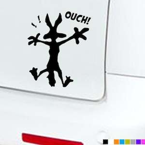 COYOTE SPLAT FUNNY Car Stickers Decals Bumper Window Vinyl Laptop Van Ouch Dent