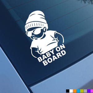 BABY ON BOARD Funny Car Stickers Decals Novelty Window Vinyl Cool Sunglasses