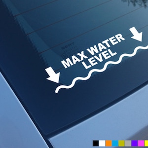 MAX WATER LEVEL Naklejka samochodowa Naklejka winylowa Zderzak Okno Zabawny 4x4 Off Road