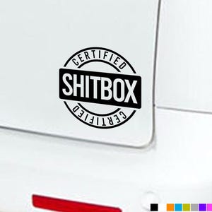 CERTIFIED SH*TBOX FunnyCar Stickers Decals Window Vinyl Laptop Van Jdm