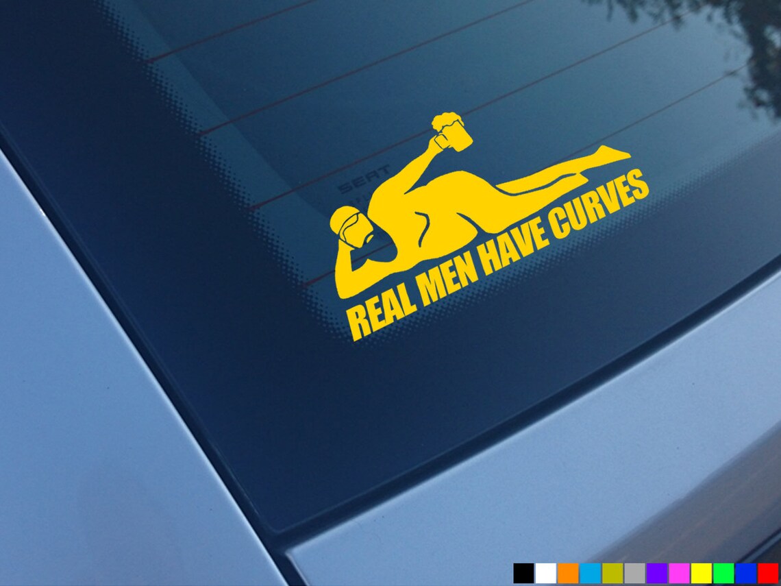 REAL MEN HAVE Curves Funny Car Stickers Decals Bumper Novelty Window ...