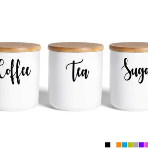 Mrs Hinch Style COFFEE TEA SUGAR Jar Stickers Vinyl Cut Adhesive Kitchen Labels Canisters