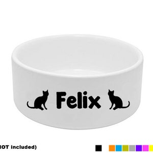 2x PERSONALISED CAT BOWL Stickers Dish Custom Pet Puppy Food Water Treat Decals Labels