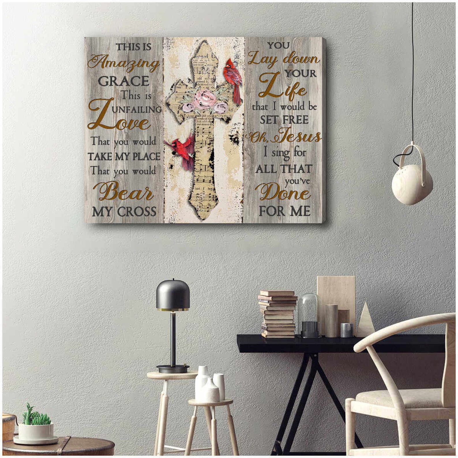 Canvas Amazing Grace Cardinal Canvas Wall Art Wall Decor Etsy