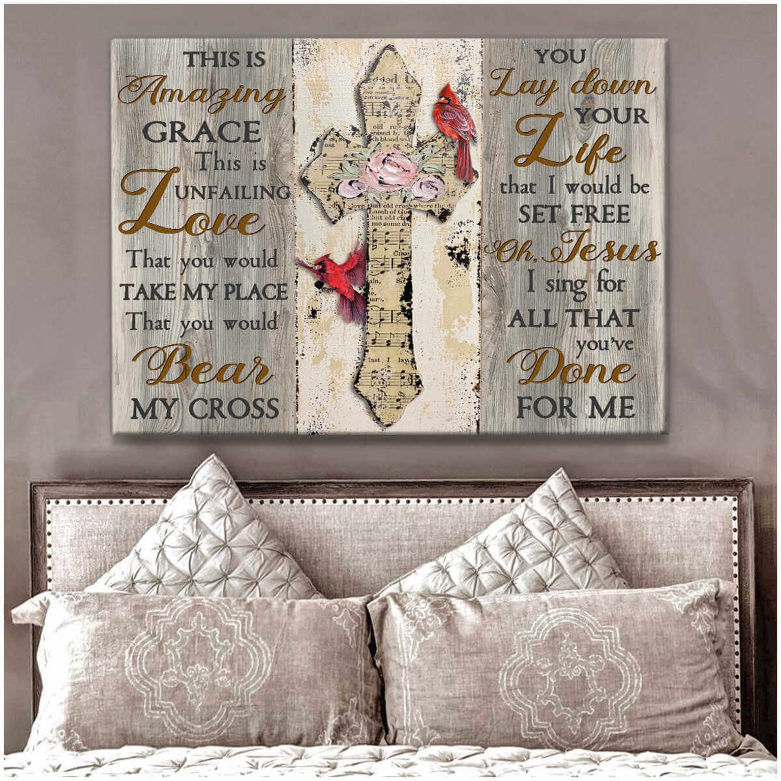 Canvas Amazing Grace Cardinal Canvas Wall Art Wall Decor Etsy