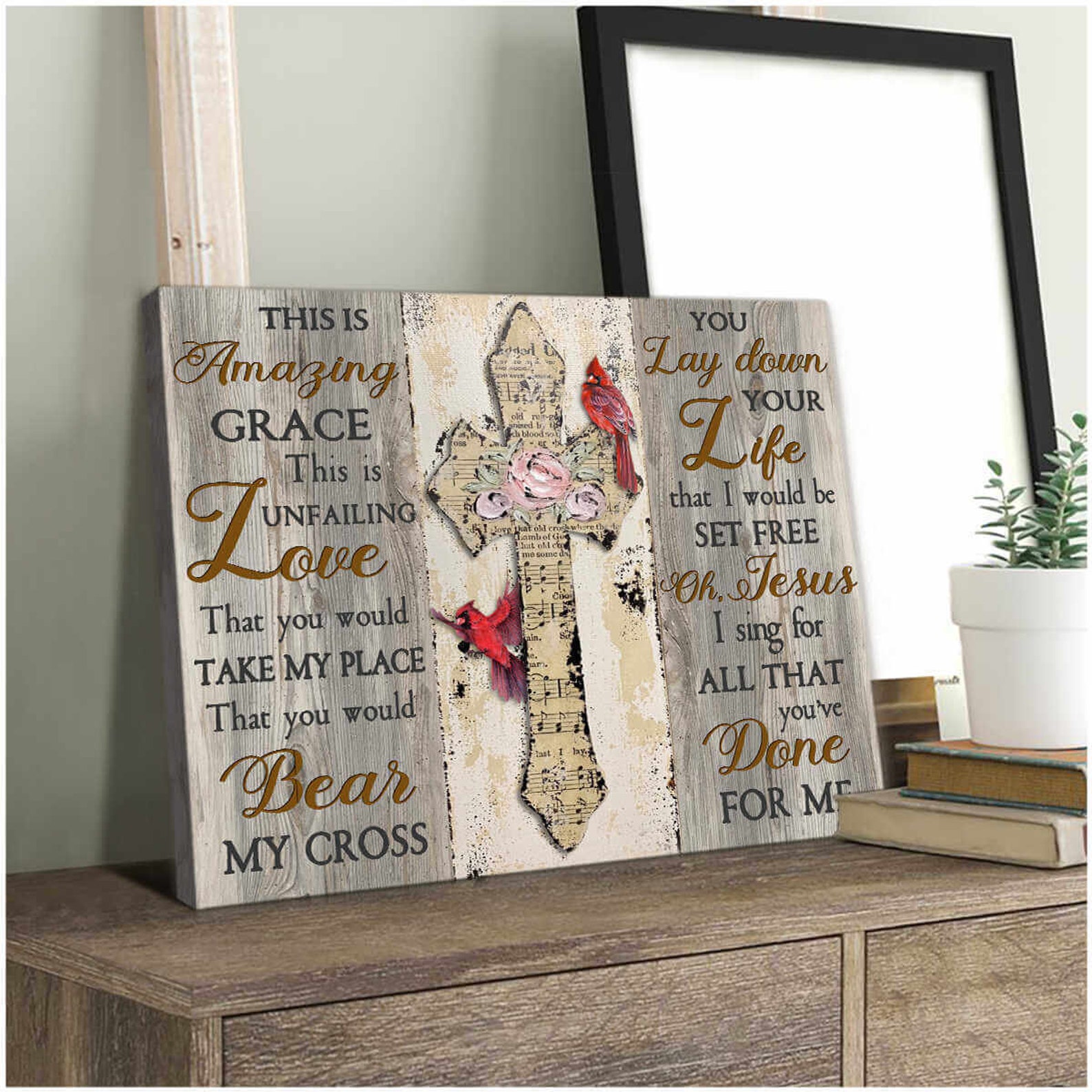 Canvas Amazing Grace Cardinal Canvas Wall Art Wall Decor Etsy