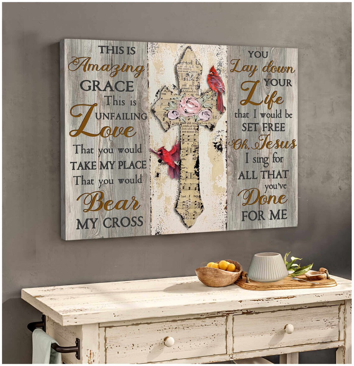 Canvas Amazing Grace Cardinal Canvas Wall Art Wall Decor Etsy